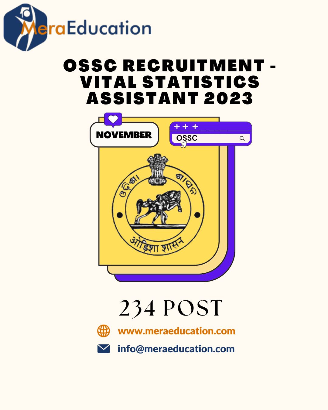 OSSC Job Notification 2023 – Apply Online for Vital Statistics Assistant