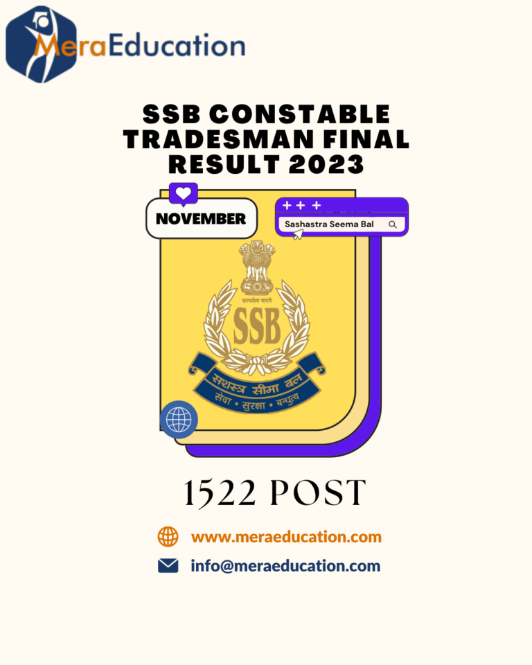 SSB Constable Tradesman Final Result 2023 MeraEducation