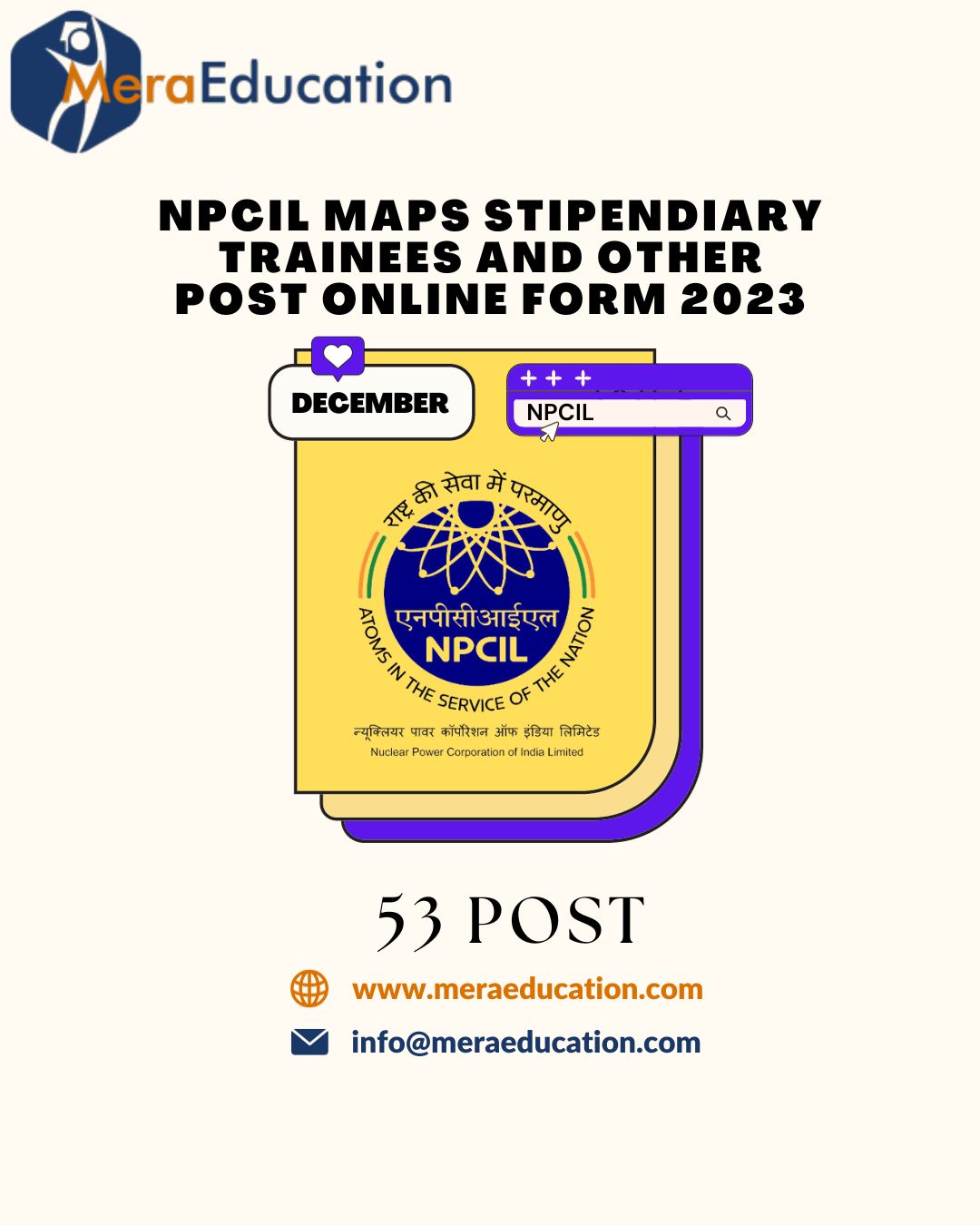 NPCIL MAPS Stipendiary Trainees and Other Post Online Form