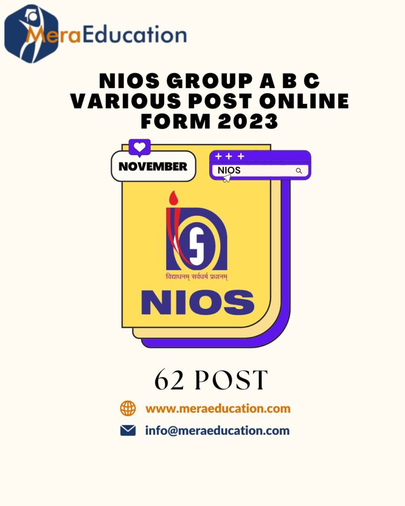 NIOS Group A B C Various Post Online Form 2023