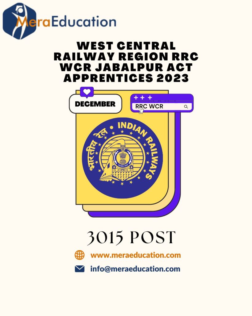 West Central Railway Region RRC WCR Jabalpur Act Apprentices 2023