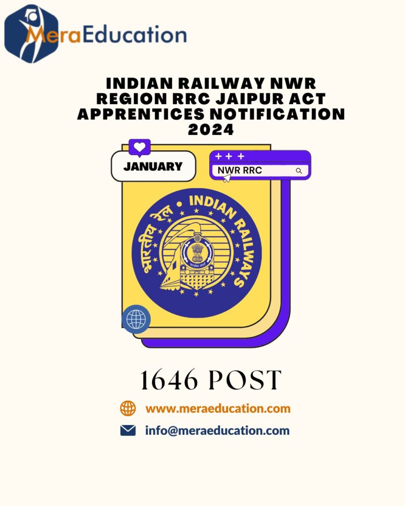 Indian Railway NWR Region RRC Jaipur Act Apprentices Notification