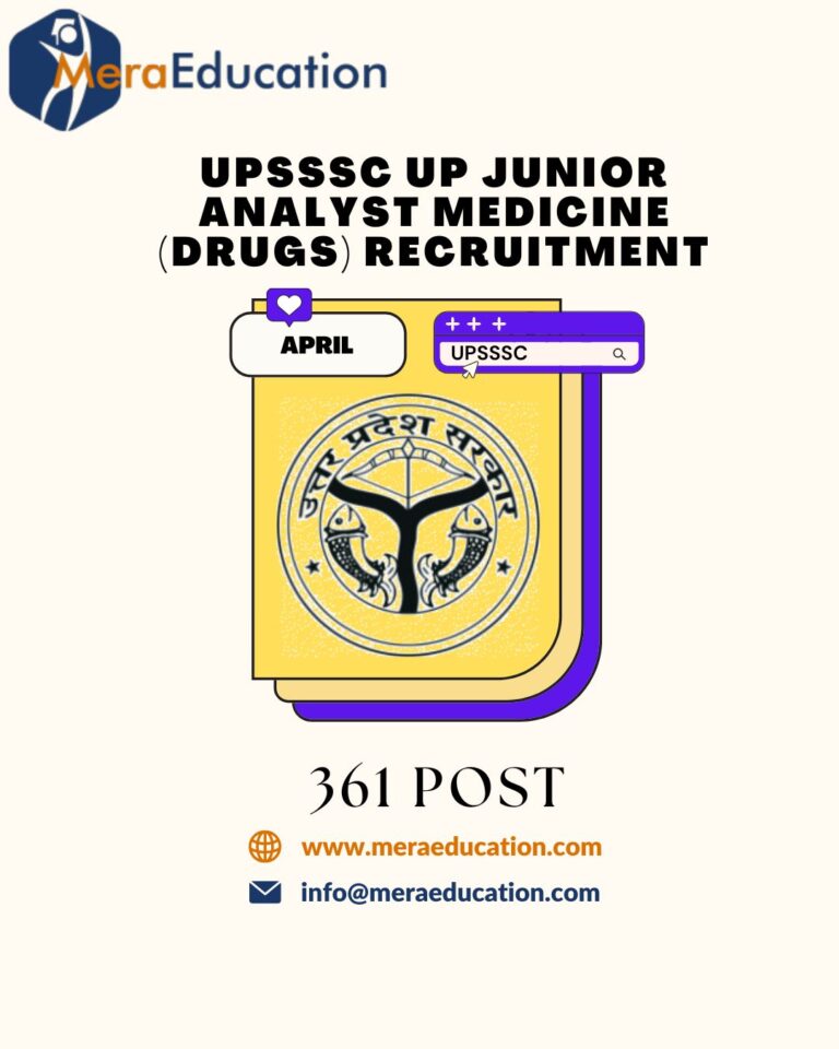 UPSSSC UP Junior Analyst Medicine Recruitment
